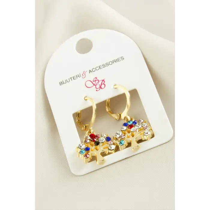 Hayat Ağacı Taşlı Küpe