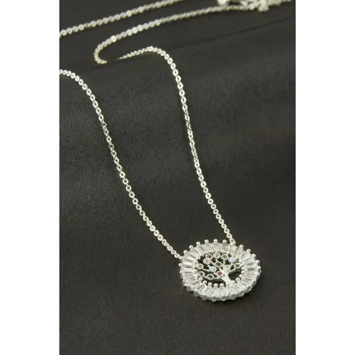 Hayat Ağacı Zirkon Taşlı Kolye