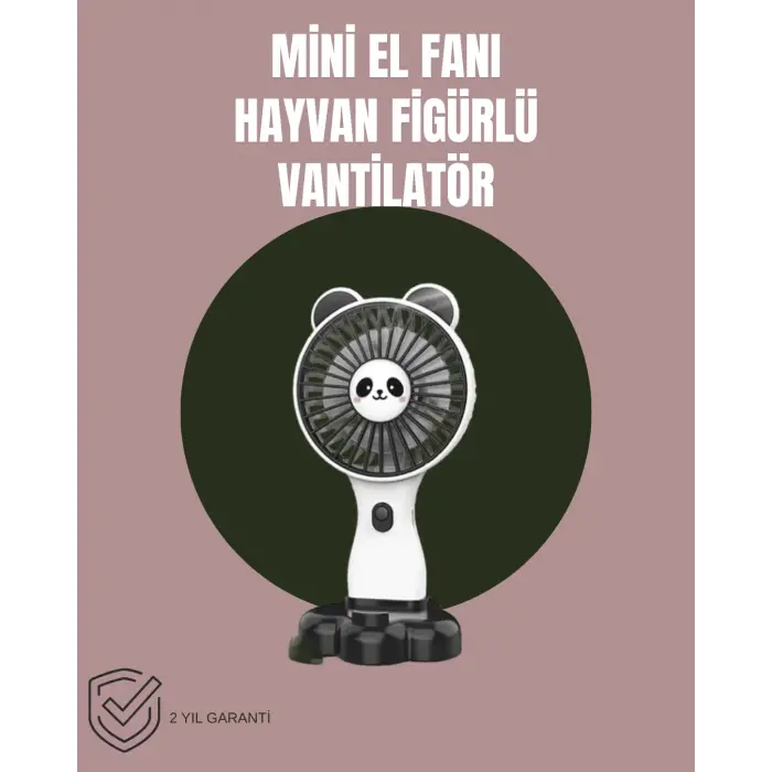 Hayvan Figürlü Mini El Fanı – USB Şarjlı Sessiz Vantilatör
