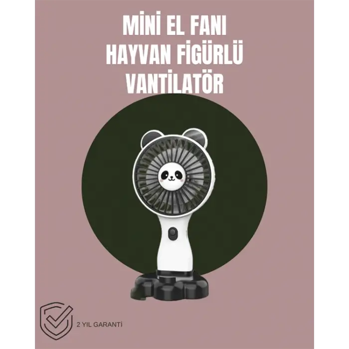 Hayvan Figürlü Mini El Fanı – USB Şarjlı Sessiz Vantilatör