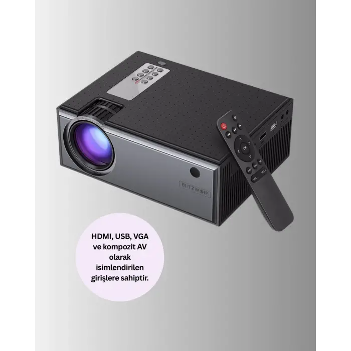 HDMI ve USB Girişli Taşınabilir Projeksiyon – Full HD, Kumandalı, Oyun ve Film Deneyimi