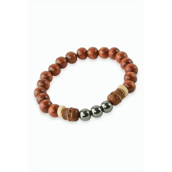 Hematit Bambu Ahşap Bileklik 8 mm