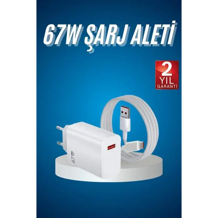 Hızlı Şarj Aleti Adaptörü Kablo Seti 67W Uzun Ömürlü Beyaz