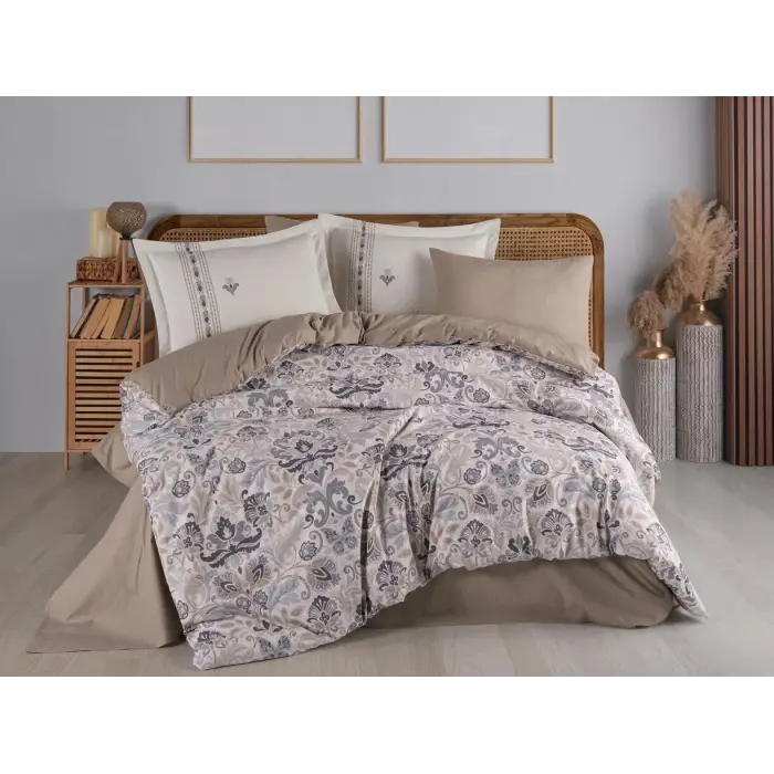 Hobby Çift Kişilik Poplin Nevresim Anabel Gri