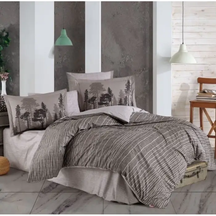 Hobby Çift Kişilik Poplin Nevresim Tully Kahve