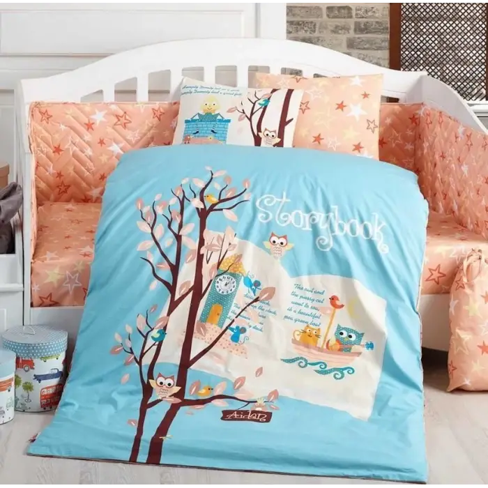 Hobby Dream Clock Mavi Poplin Bebek Nevresim Takımı