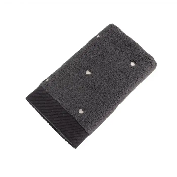 Hobby Lubow Love Koyu Gri Krem Nakışlı 50x90 6lı Havlu Seti