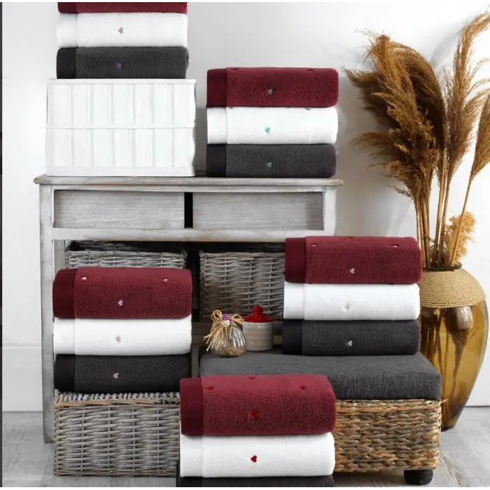 Hobby Lubow Love Koyu Gri Pudra Nakışlı 50x90 6lı Havlu Seti