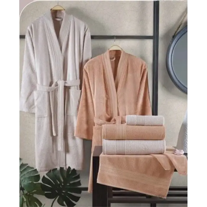 Hobby Sera  Bornoz Seti Şeftali Bej