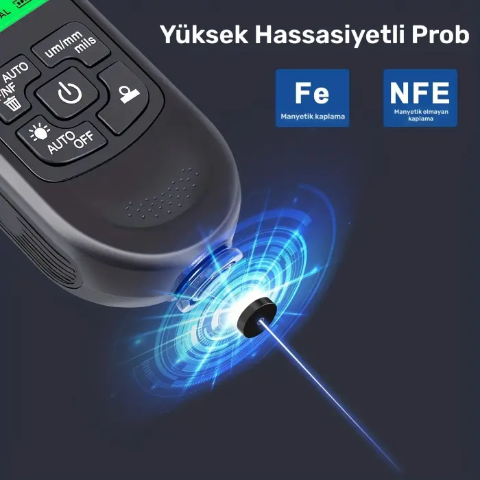 Hw-300pro Oto Boya Kalınlık Ölçer Fe Nfe 2000µm + 2 Fonksiyonlu Bardak Tutucu Hediyeli