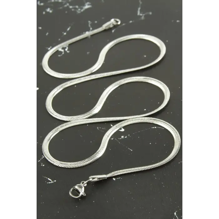 İnce İtalyan Zincir Çelik Kolye 45 cm