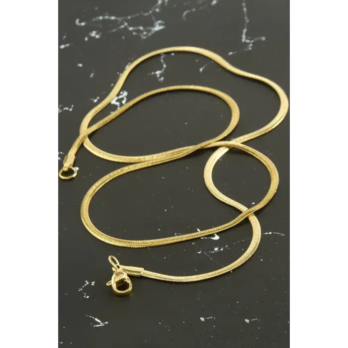 İnce İtalyan Zincir Çelik Kolye 45 cm