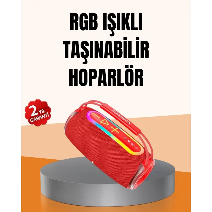 IPX6 Su Geçirmez RGB LED Işıklı Taşınabilir Bluetooth Hoparlör 2400 mAh