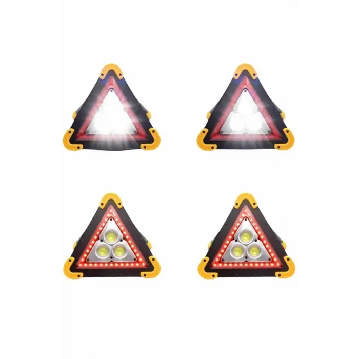 Işıklı İkaz Lambası Reflektör Şarjlı Işıklı Üçgen LED Acil Durum Feneri