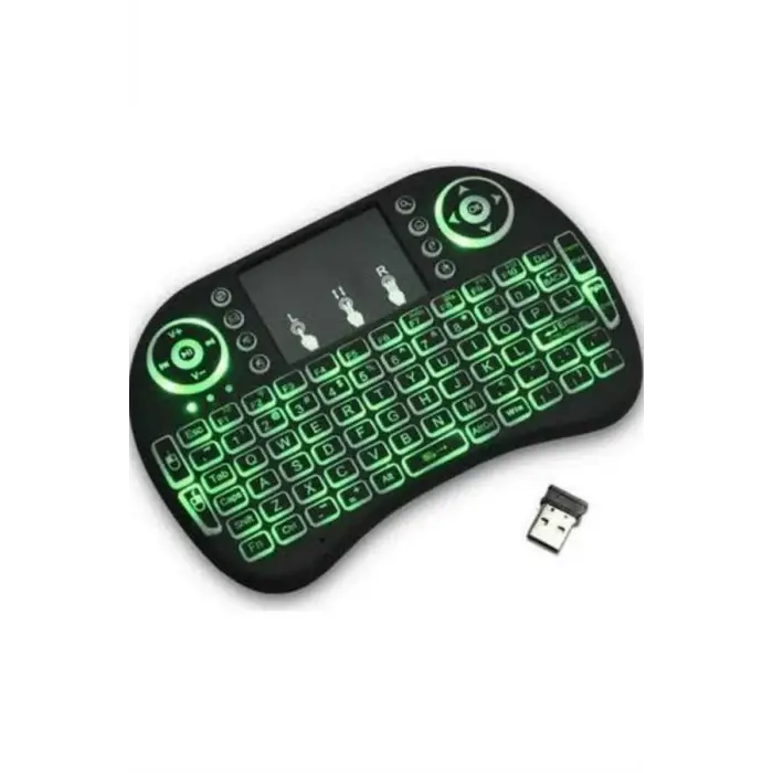 Işıklı Kablosuz Mini Klavye ve Dokunmatik Mouse Seti Türkçe Kablosuz