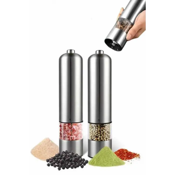 Işıklı Otomatik Tuz ve Karabiber Öğütücü Baharat Öğütücü