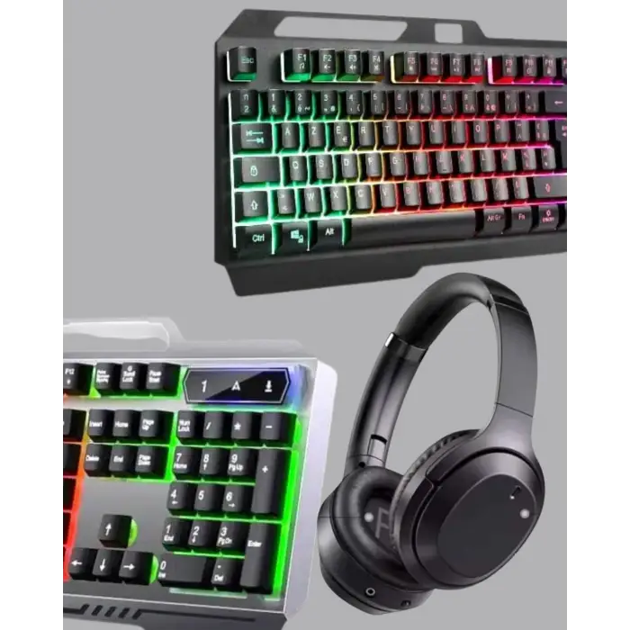 Işıklı Oyuncu Klavye Mouse ve Bluetooth Kulaklık Seti Türkçe Q USB