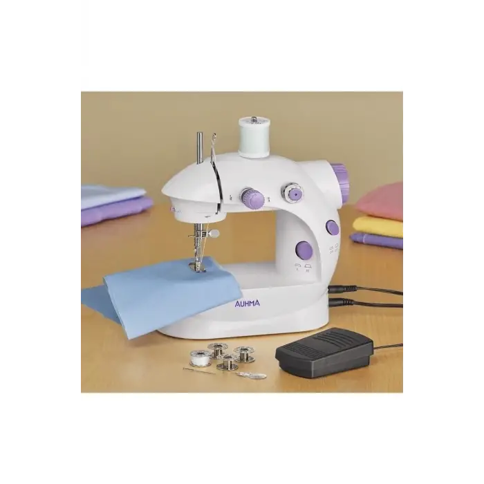 Işıklı Pedallı Dikiş Makinesi Mini Asw1 Beyaz Nakış