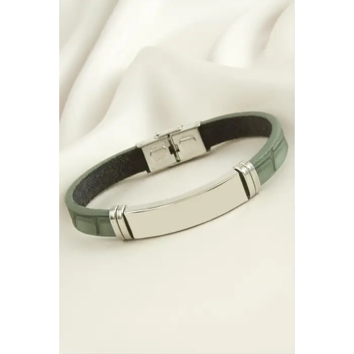 İsim Yazılabilir Deri Çelik Bileklik