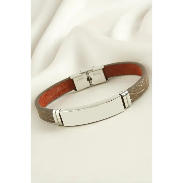 İsim Yazılabilir Deri Çelik Bileklik