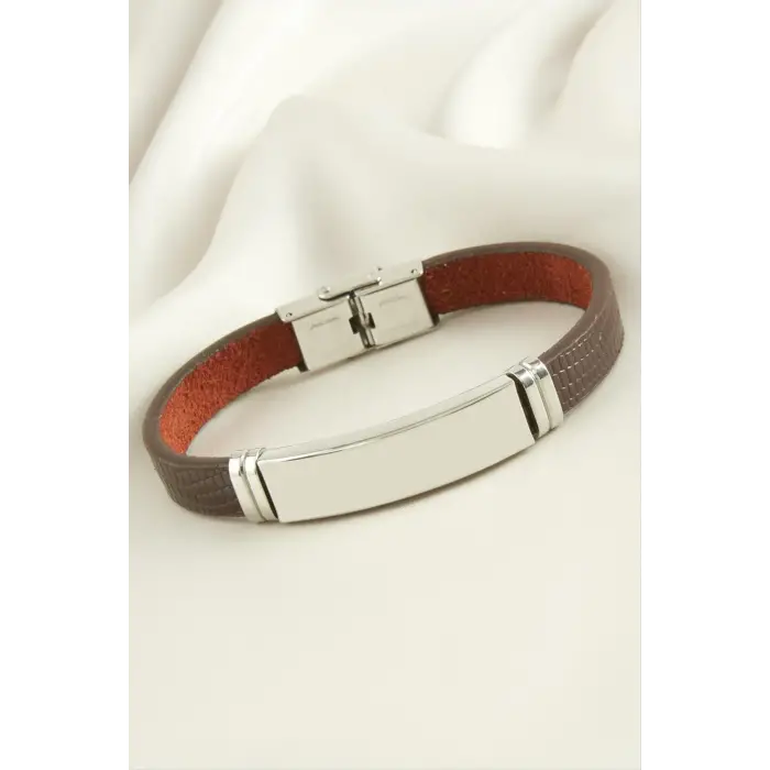 İsim Yazılabilir Deri Çelik Bileklik