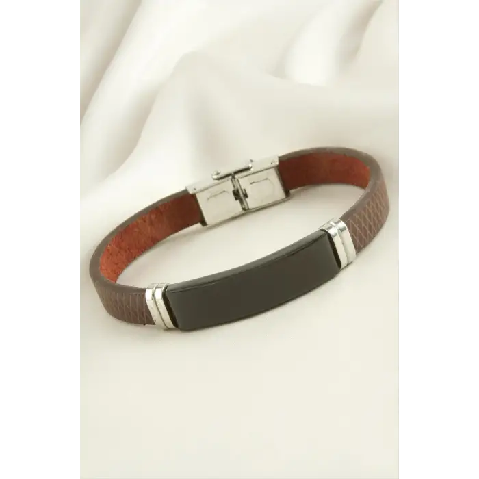 İsim Yazılabilir Deri Çelik Bileklik