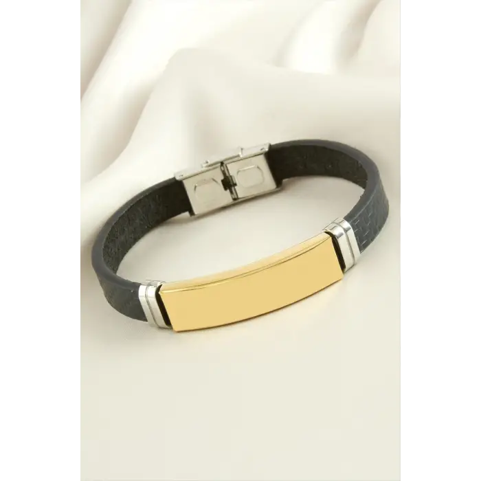 İsim Yazılabilir Deri Çelik Bileklik