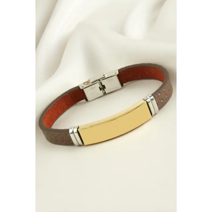 İsim Yazılabilir Deri Çelik Bileklik