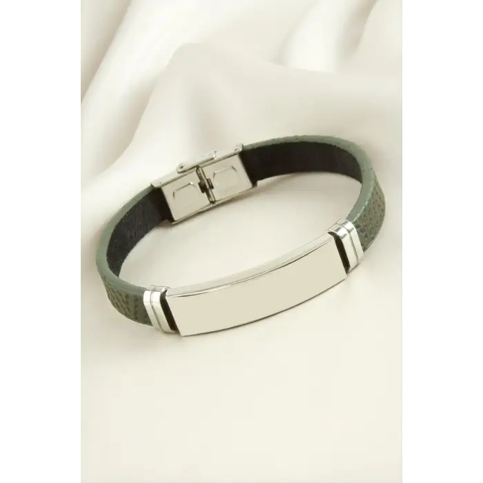 İsim Yazılabilir Deri Çelik Bileklik