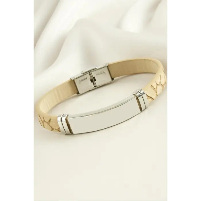 İsim Yazılabilir Deri Çelik Bileklik