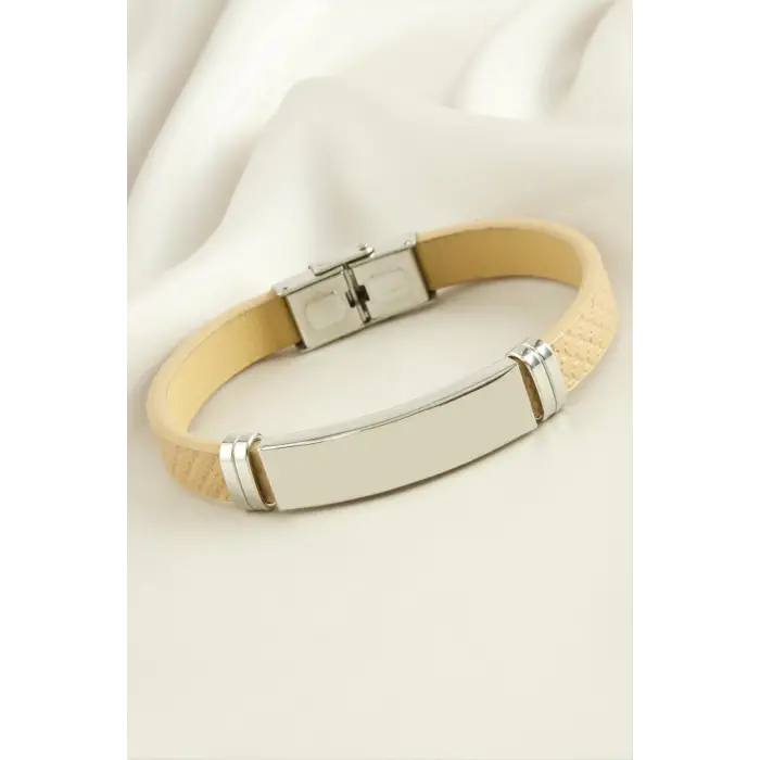 İsim Yazılabilir Deri Çelik Bileklik