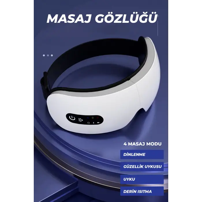 Isıtmalı Titreşimli Masaj Gözlüğü – 44°C Sabit Isı Göz Yorgunluğu Akıllı Göz Masaj Aleti