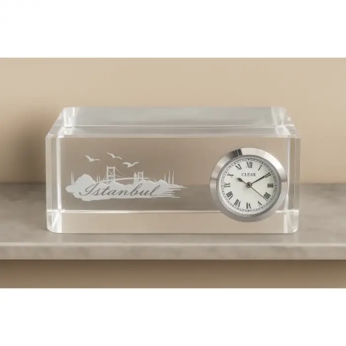 İstanbul Tasarımlı Kristal Saatli Biblo
