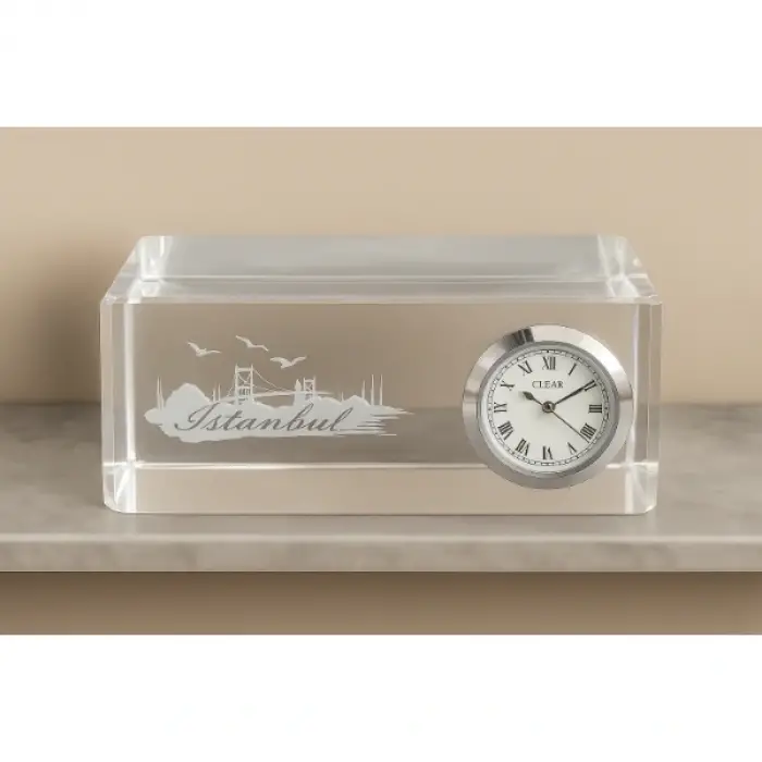 İstanbul Tasarımlı Kristal Saatli Biblo