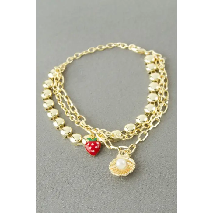 İstiridye Çilek Zincir Bileklik