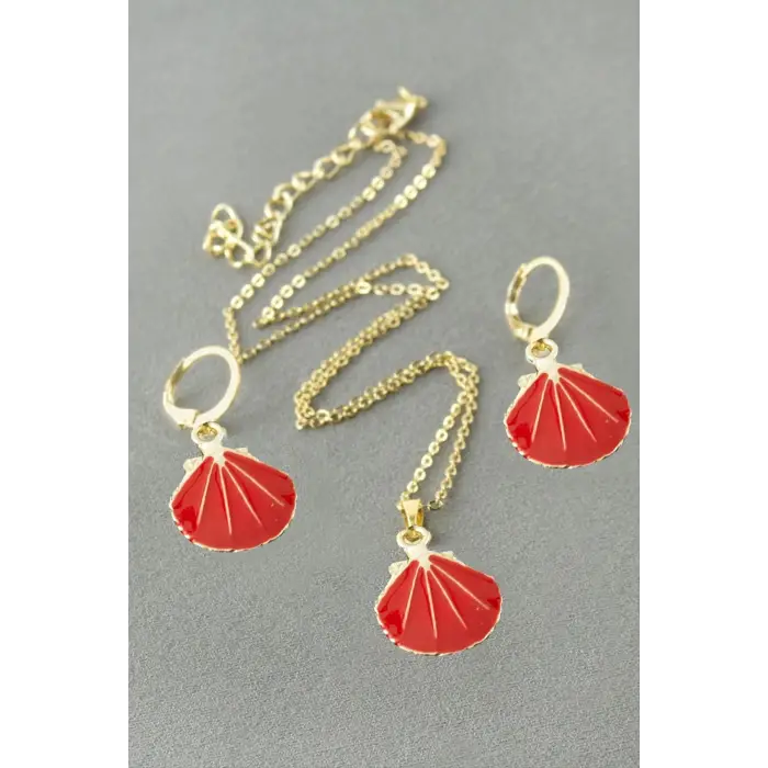 İstiridye Mineli Kutulu Kolye Set