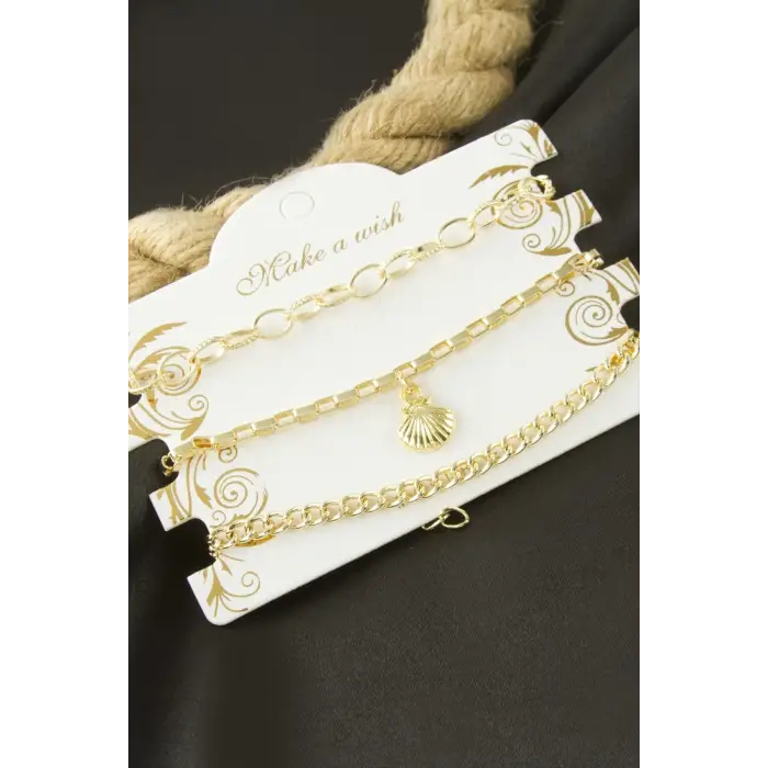 İstiridye Zincir Bileklik 3 Adet