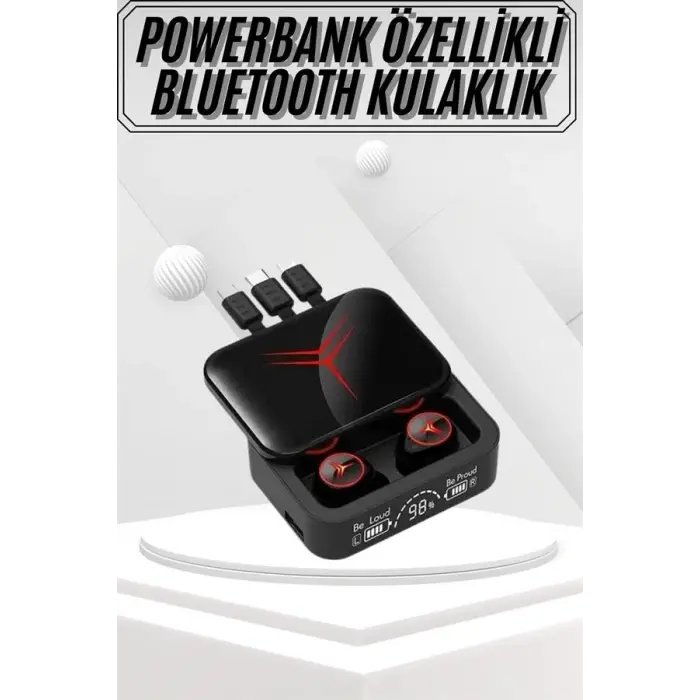 Kablosuz Bluetooth Kulaklık Powerbank Özellikli Göstergeli Hd Mikrofon