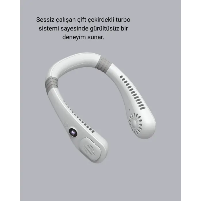 Kablosuz Giyilebilir Boyun Fanı Çift Motorlu ve 5 Kademeli Hız Kontrolü