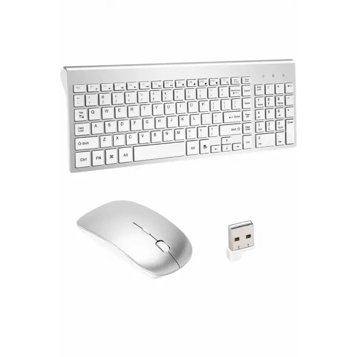 Kablosuz Klavye Mouse Seti Beyaz Q Klavye Tüm Cihazlara Uyumlu