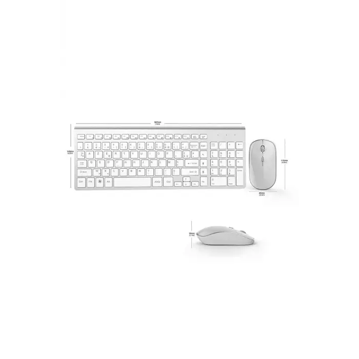 Kablosuz Klavye Mouse Seti Beyaz Q Klavye Tüm Cihazlara Uyumlu