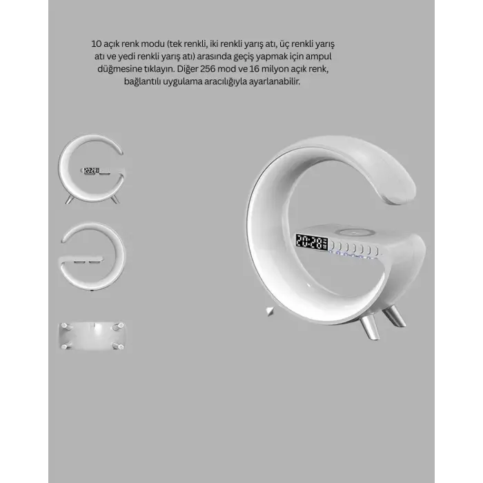 Kablosuz Şarjlı Atmosfer Lambası Bluetooth Hoparlör Ve Akıllı Alarm Özellikli