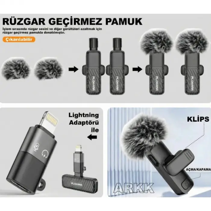 Kablosuz Type-C Yaka Mikrofonu