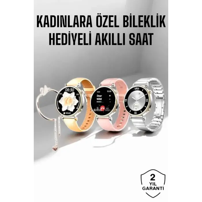 Kadınlara Özel Bileklik Hediyeli Amoled Ekran Akıllı Saat