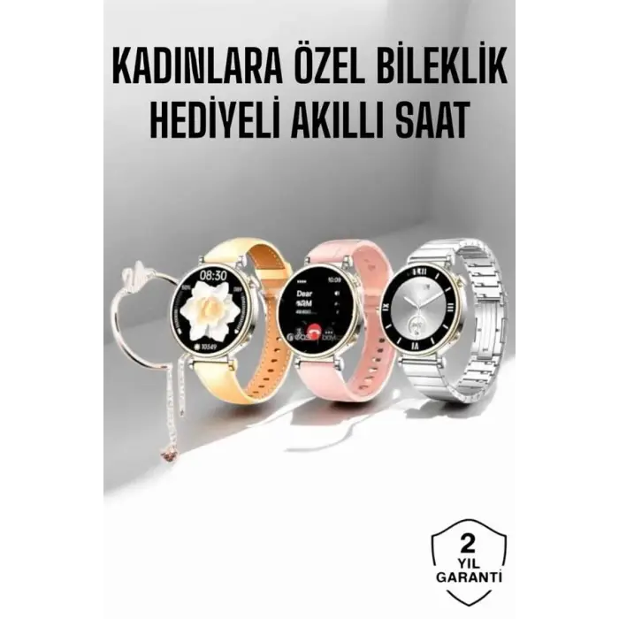Kadınlara Özel Bileklik Hediyeli Amoled Ekran Akıllı Saat