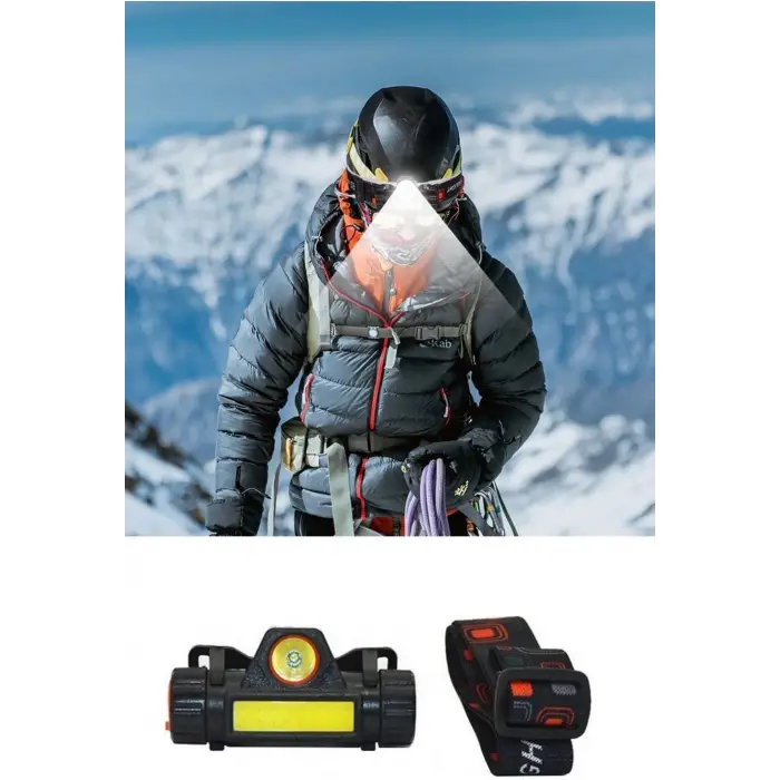 Kafa Lambası - 8 Saat Dayanıklı Şarjlı Sensörlü Mıknatıslı - Kamp - Balıkçılık- Acil Durum Feneri (336336)