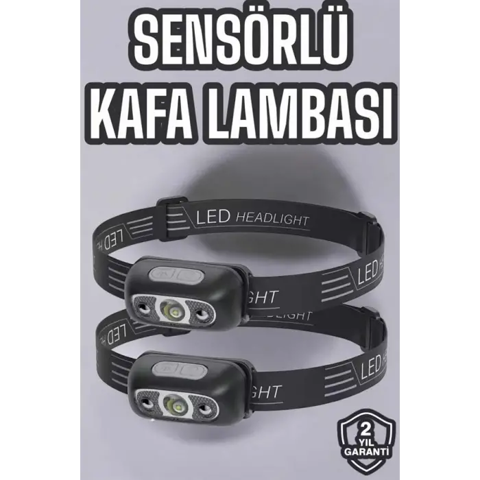 Kafa Lambası Kamp Lambası Led Işık Şarjlı Ayarlanabilir