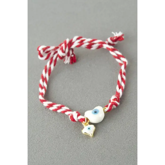 Kalp Cam Boncuk Marteniçka İp Bileklik