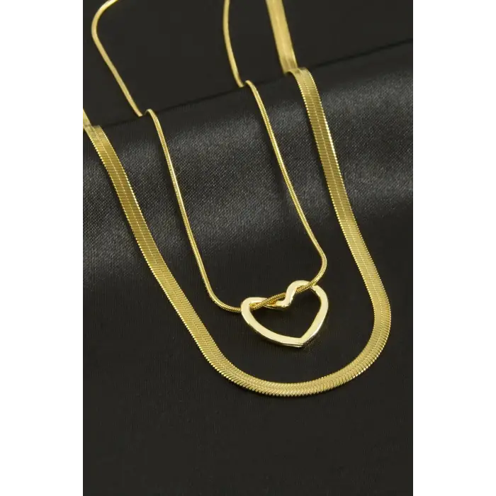 Kalp İkili Çelik Kolye