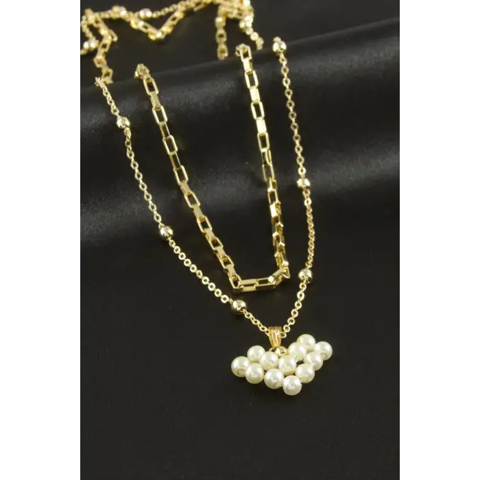 Kalp İnci İkili Kolye